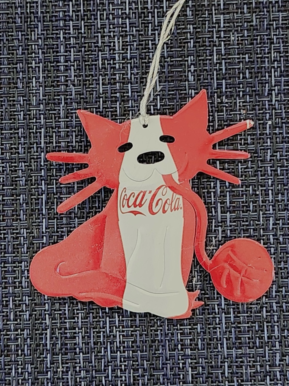 Vintage Coca-Cola Upcycled Soda Can Cat Ornament - Handmade Recycled Aluminum